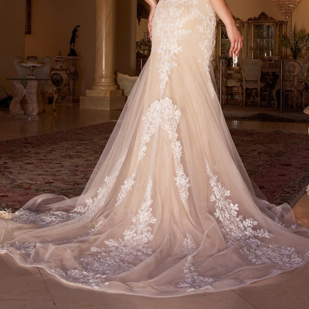NEW LONG OFF THE SHOULDER MERMAID WEDDING DRESS WITH REMOVABLE SLEEVES AL WL008 - Picture 9 of 9